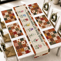 Personalized Family Name Table Runner Set - Custom Grandkids Gift for Grandparents Grandma Grandpa