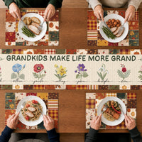 Personalized Family Name Table Runner Set - Custom Grandkids Gift for Grandparents Grandma Grandpa