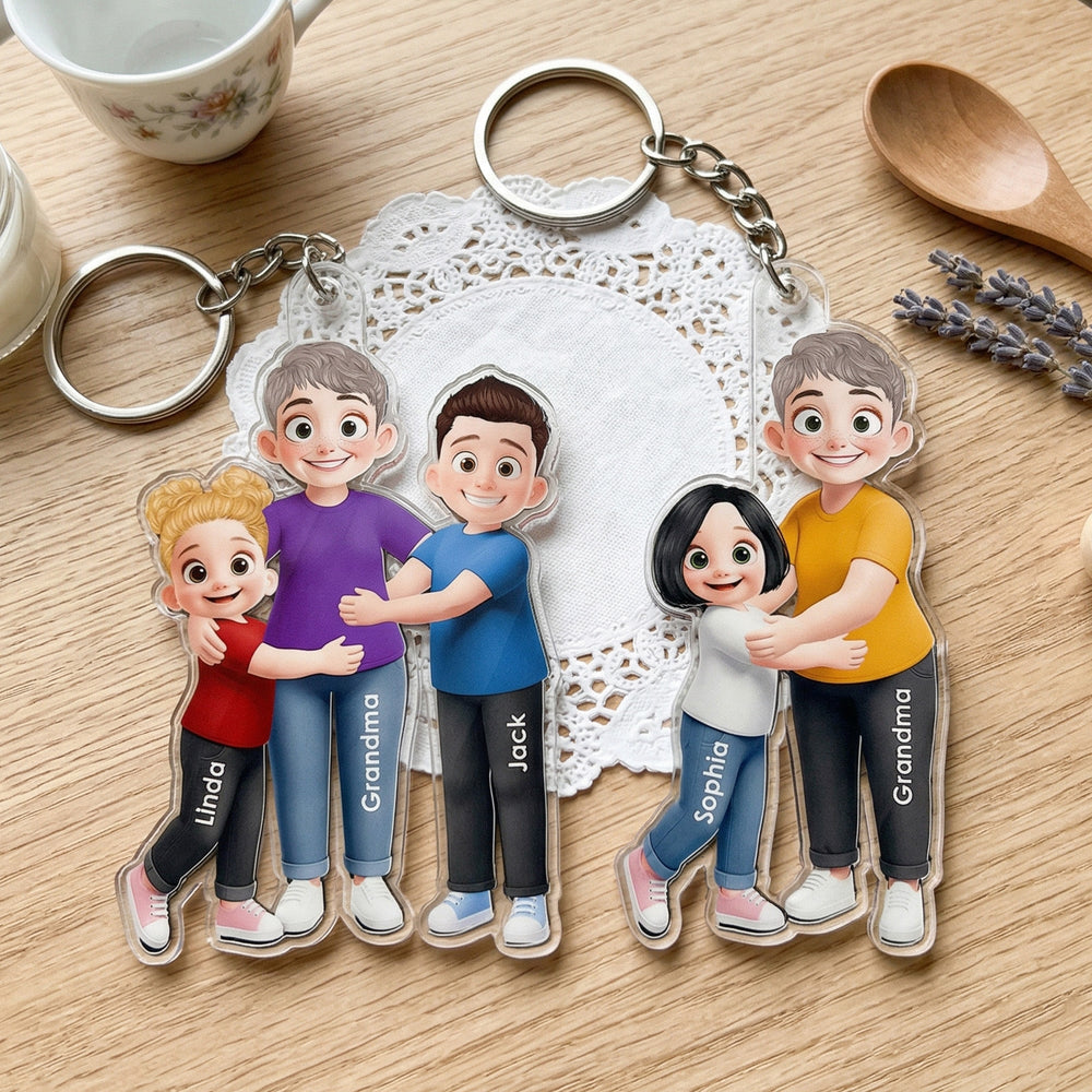 Grandma And Grandkid Love - Personalized Keychain