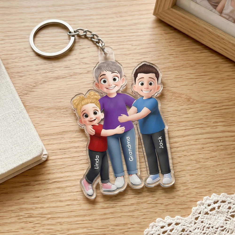 Grandma And Grandkid Love - Personalized Keychain