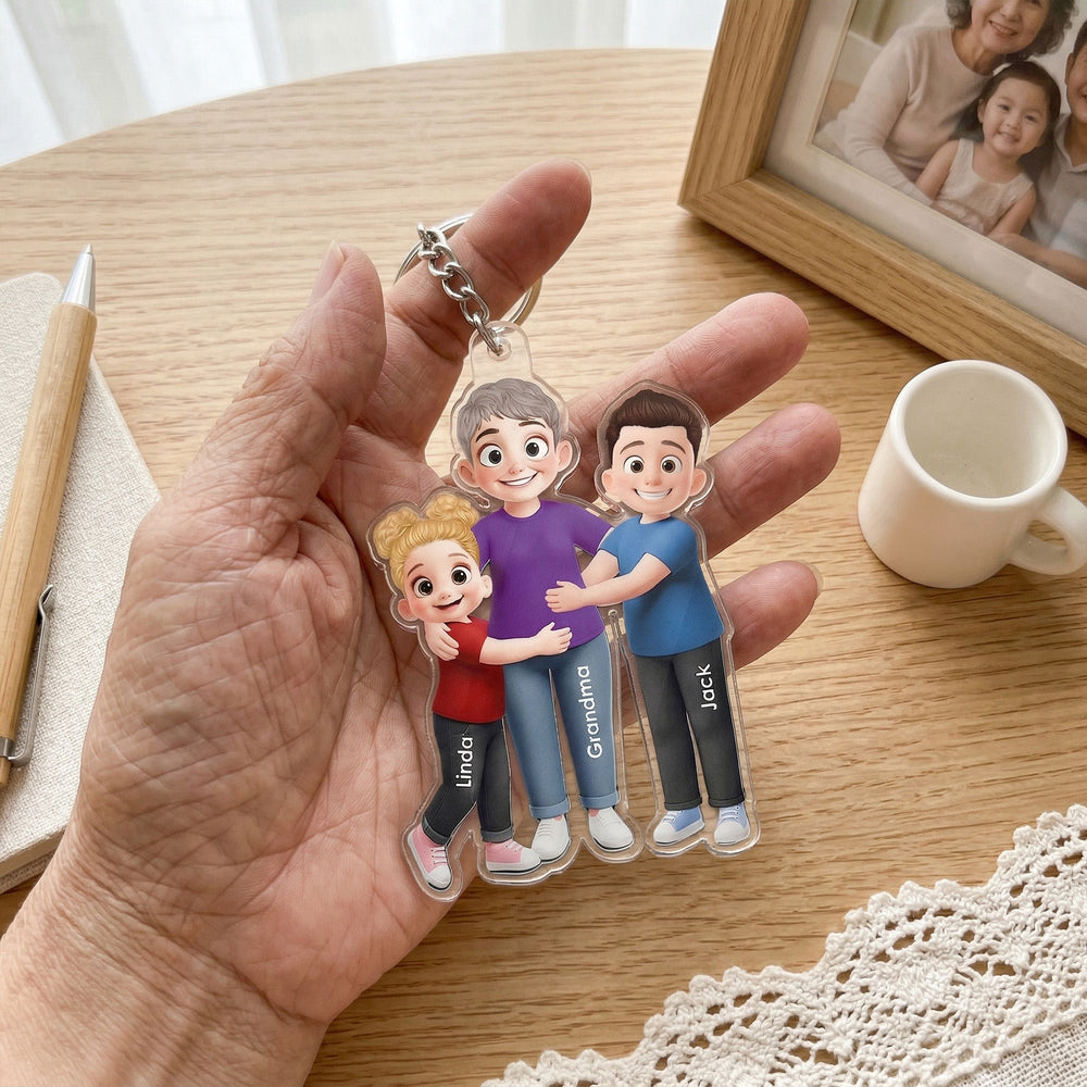 Grandma And Grandkid Love - Personalized Keychain
