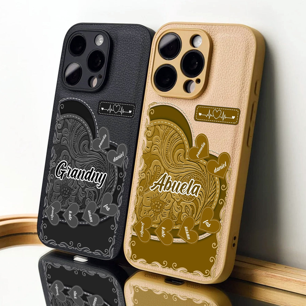 Grandma & Mom Little Sweethearts - Personalized Leather Phone Case