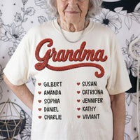 Grandma Nana Mom Title Faux Yarn Print - Personalized Shirt