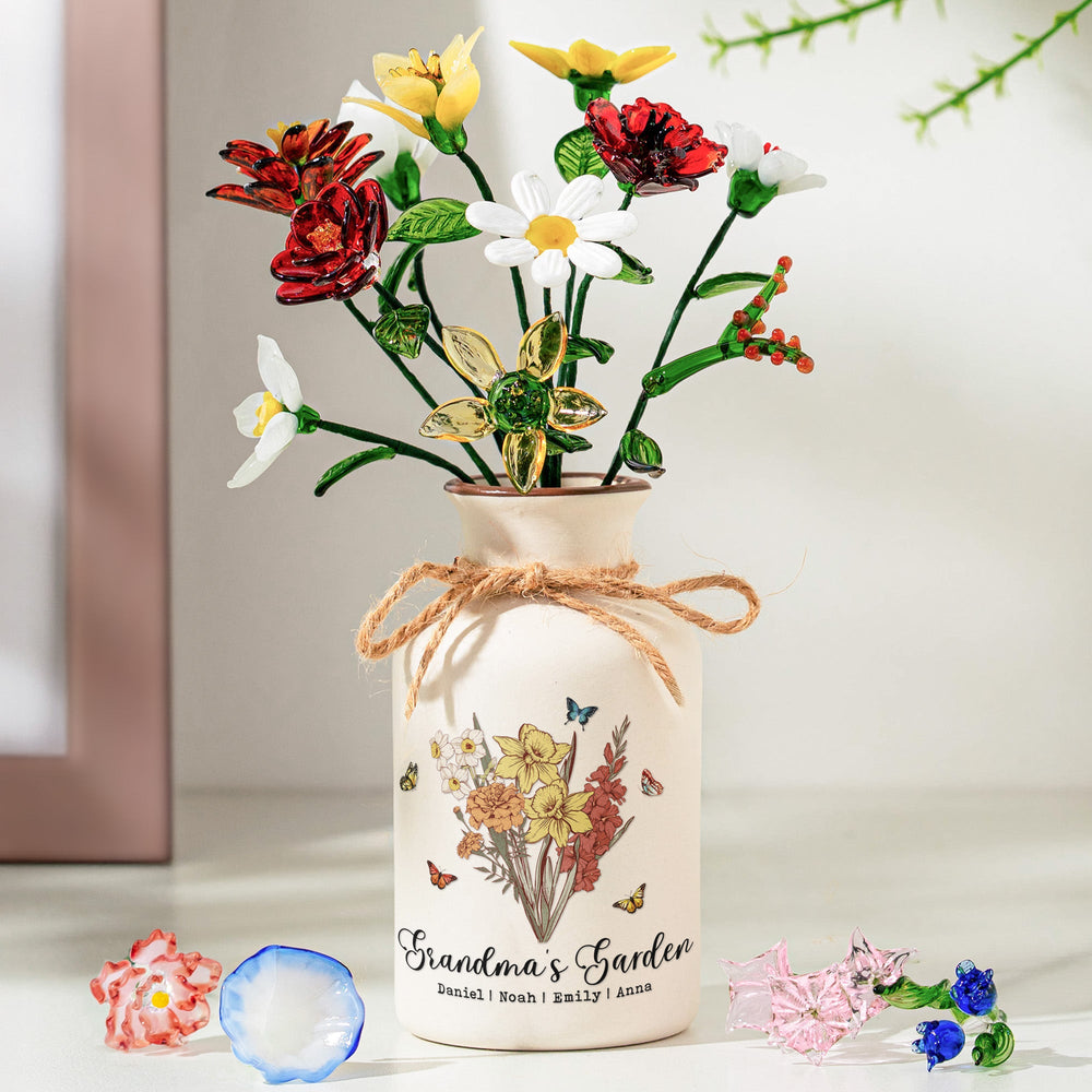 Grandma's Garden Bouquet - Personalized Vase (Only Vase, Flowers Excluded)