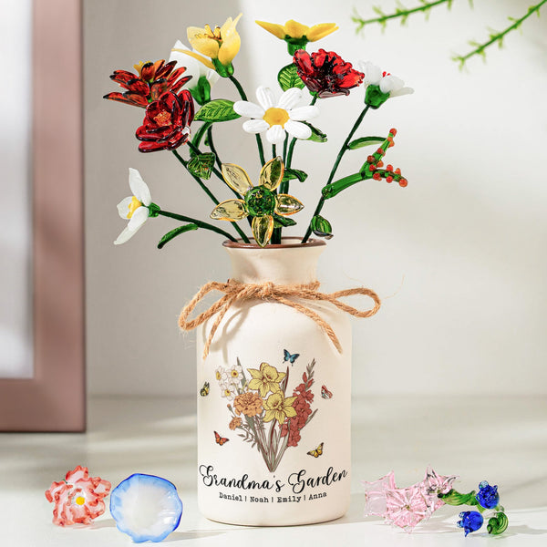 Grandma's Garden Bouquet - Personalized Vase (Only Vase, Flowers Excluded)