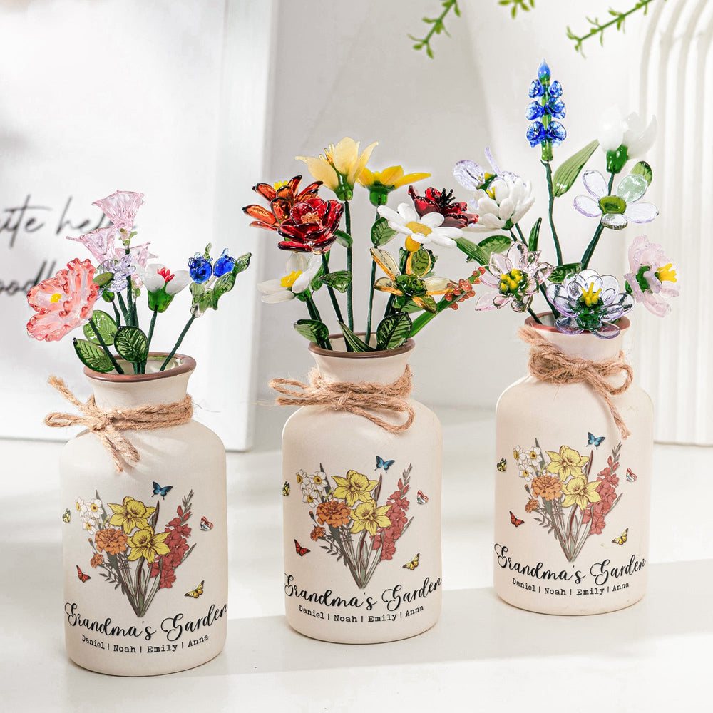Grandma's Garden Bouquet - Personalized Vase (Only Vase, Flowers Excluded)