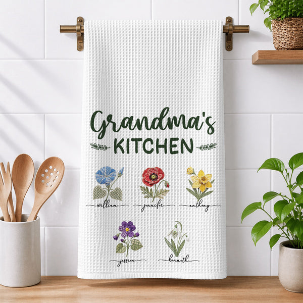 Grandma's Kitchen Patchwork Flower - Personalized Kitchen Towel