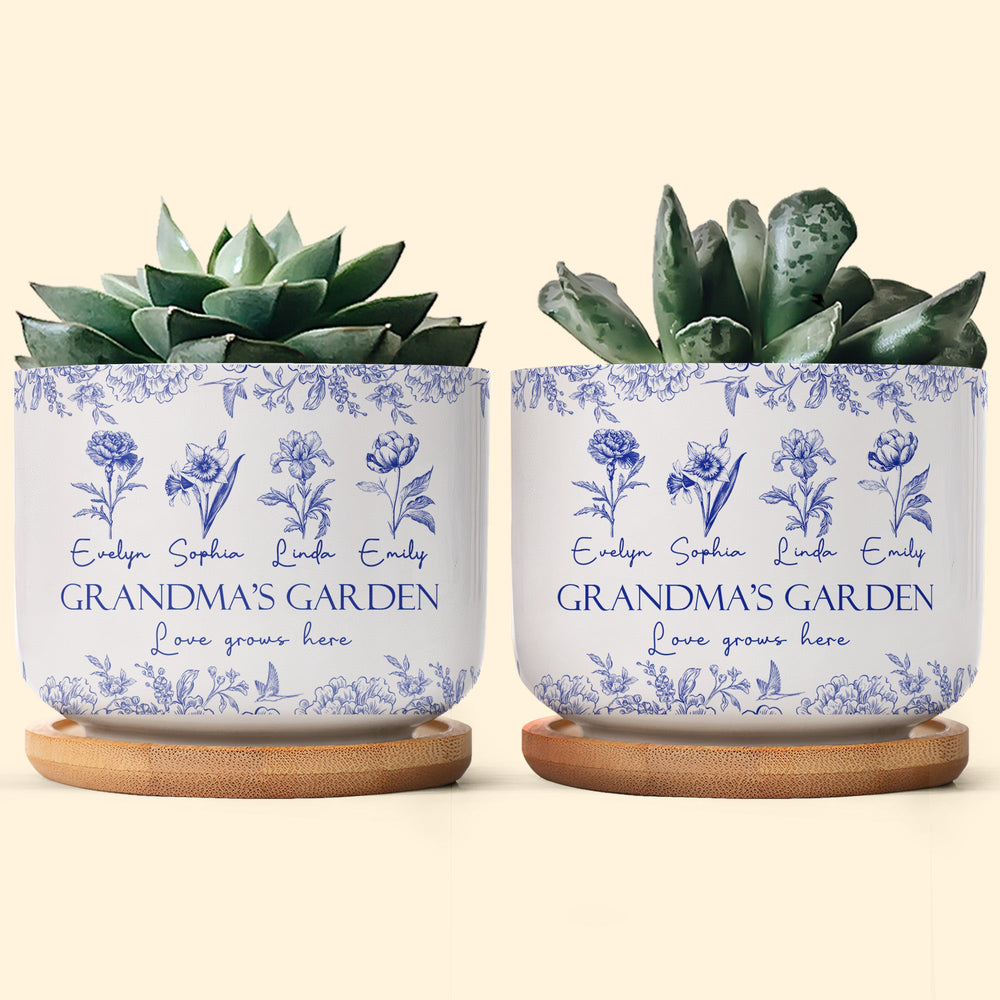 Grandma's Garden Love Grows Here Gift For Grandma - Personalized Ceramic Plant Pot