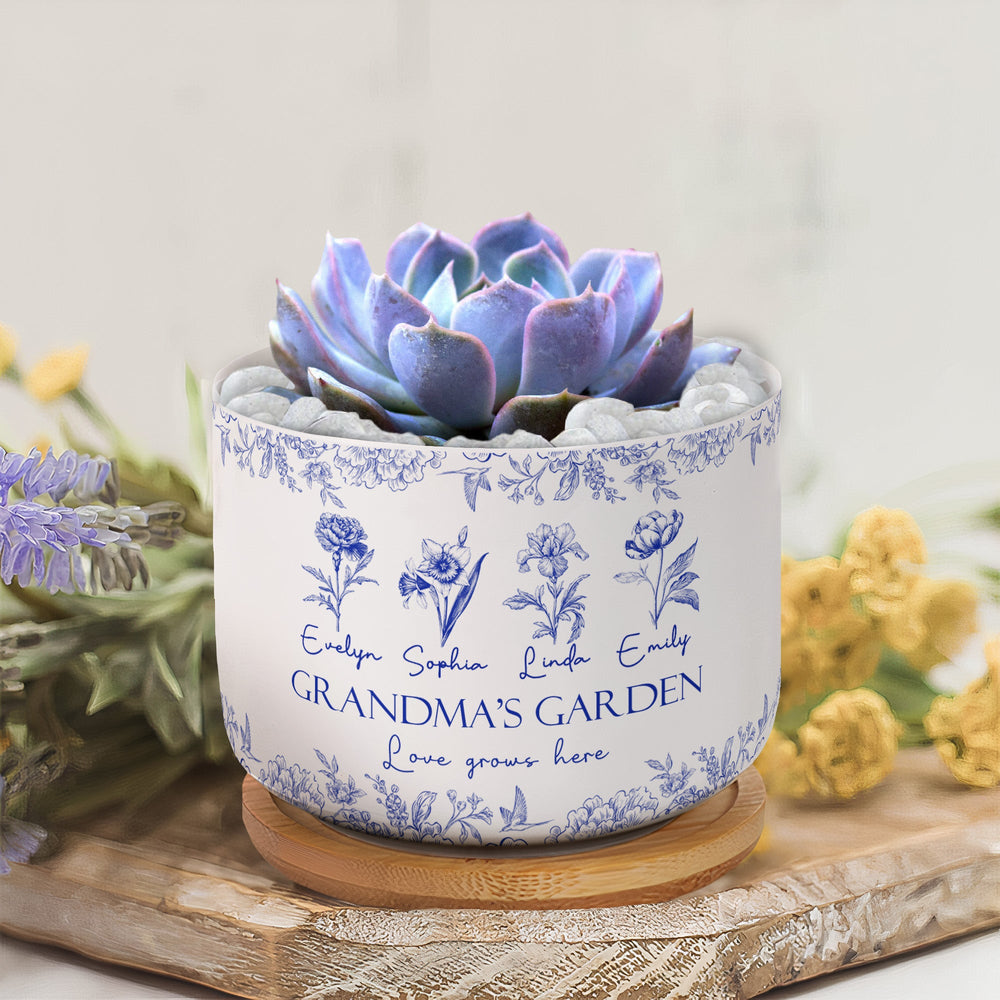 Grandma's Garden Love Grows Here Gift For Grandma - Personalized Ceramic Plant Pot