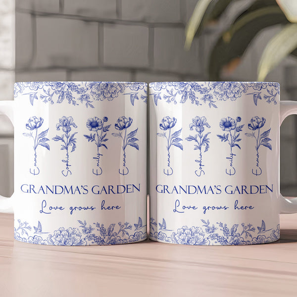 Grandma's Garden Love Grows Here Gift For Grandma - Personalized Mug