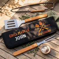 Custom Name BBQ Grill Tool Set - Personalized Grilling Gift for Him, Dad