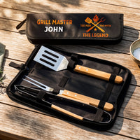Custom Name BBQ Grill Tool Set - Personalized Grilling Gift for Him, Dad