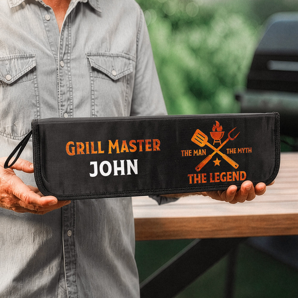 Custom Name BBQ Grill Tool Set - Personalized Grilling Gift for Him, Dad