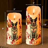 Halloween Decor Custom Pet Photo Happy Howloween Scary Clown - Personalized Candles
