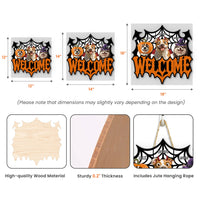 Personalized Halloween Pet Lover Welcome Sign - Custom Shaped Wooden Door Decor Gift