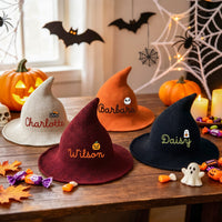 Personalized Halloween Witch Hat with Custom Name, Trick or Treat Costume Hat for Kids & Adults