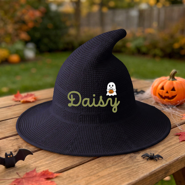 Personalized Halloween Witch Hat with Custom Name, Trick or Treat Costume Hat for Kids & Adults