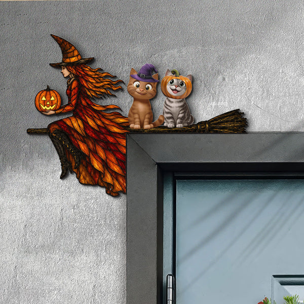 Halloween Door Wood Sign Witch Halloween Decoration - Personalized Door Corner Decor