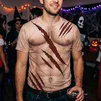 Funny Sexy 3D Halloween Costume T-Shirt, Fake Bikini Pumpkin Graphic Gag Tee