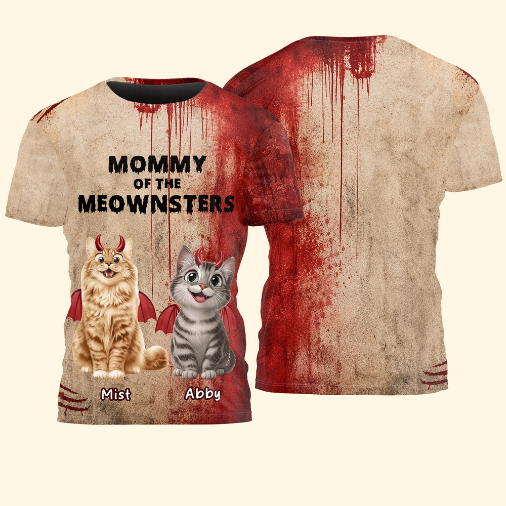 Personalized Halloween Mommy Daddy of The Meownsters Shirt