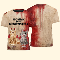 Personalized Halloween Mommy Daddy of The Meownsters Shirt