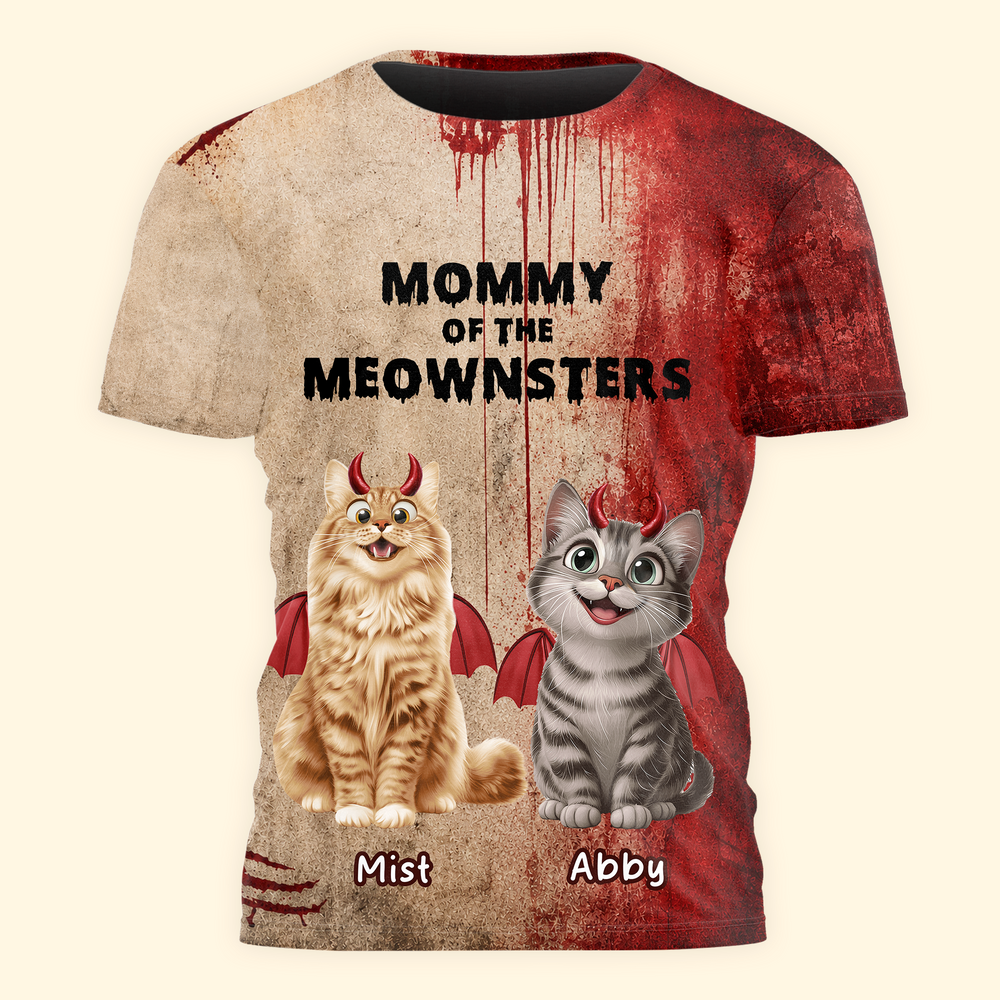 Personalized Halloween Mommy Daddy of The Meownsters Shirt