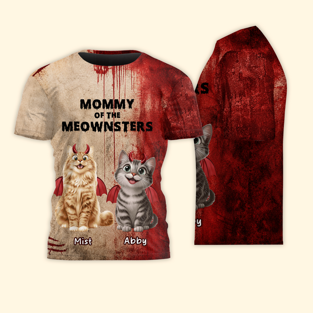 Personalized Halloween Mommy Daddy of The Meownsters Shirt