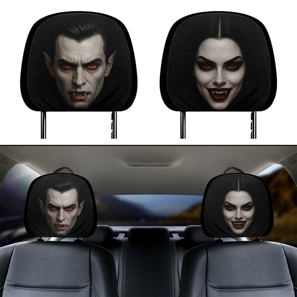 Personalized Halloween Horror Car Headrest Covers, Scary Face Auto Seat Decor