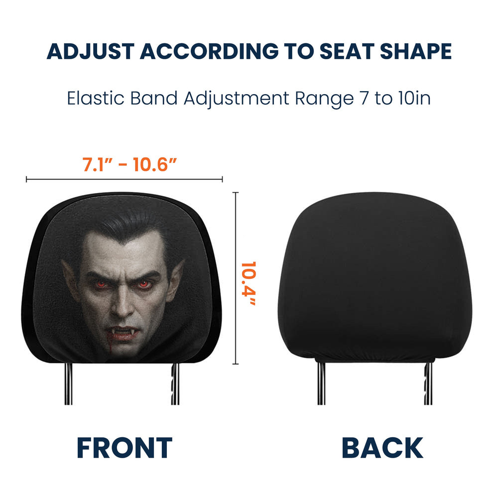 Personalized Halloween Horror Car Headrest Covers, Scary Face Auto Seat Decor