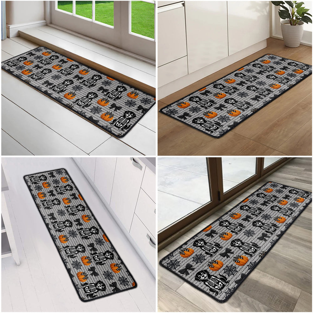 Personalized Halloween Pet Runner Rug – Non-Slip Pumpkin Faux Yarn Floor Mat