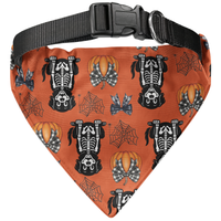 Personalized Halloween Dog Bandana Collar - Cute Pumpkin, Spiderweb & Coquette Bow Pattern