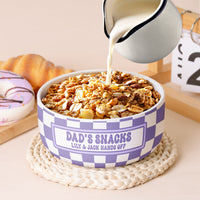 Hands Off His Snacks Dad Grandpa - Personalized Ceramic Bowl