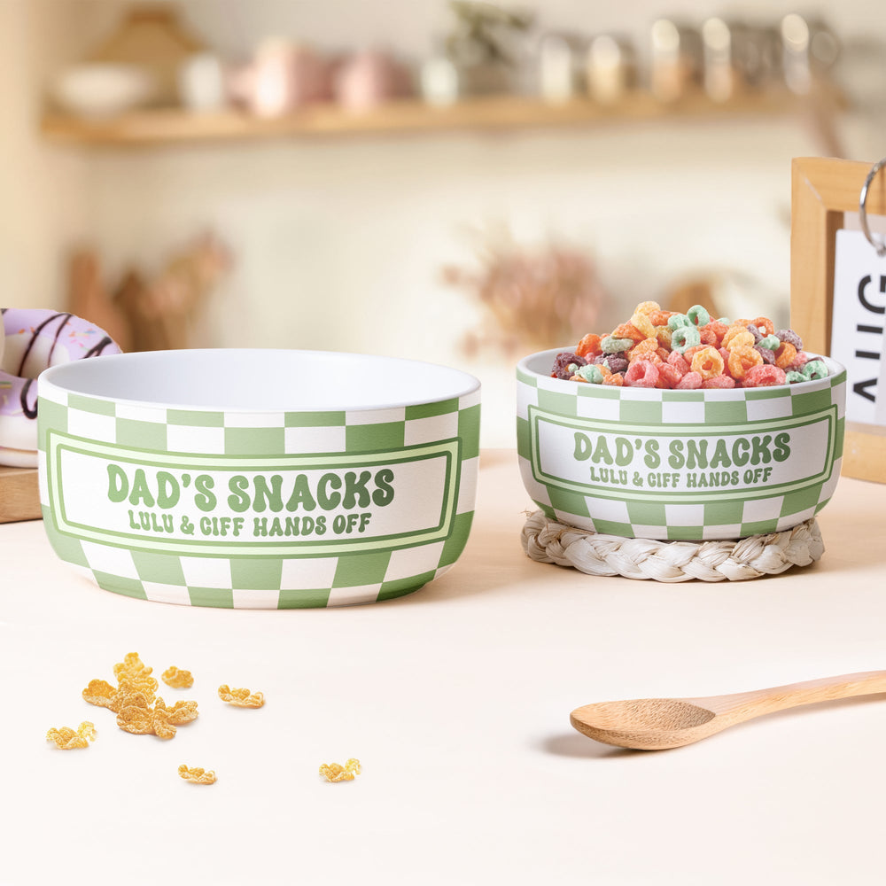 Hands Off His Snacks Dad Grandpa - Personalized Ceramic Bowl