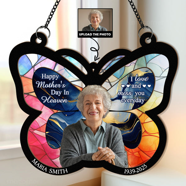 Happy Mother's Day In Heaven - Personalized Window Hanging Suncatcher Photo Ornament