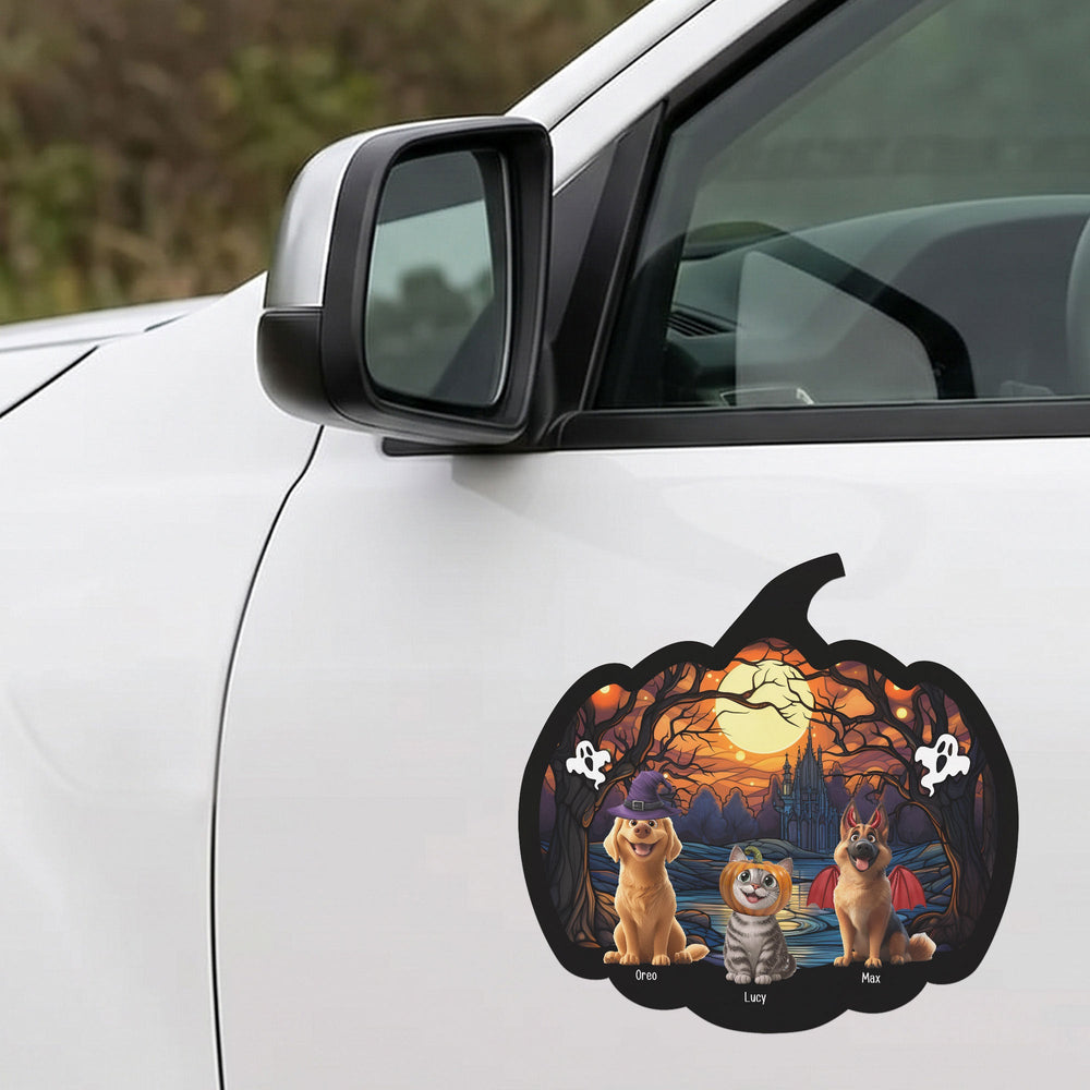 Personalized Happy Halloween Pumpkin Car Magnet