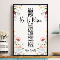 He Is Risen As He Said Easter Decor Cross Flower - Personalized Poster
