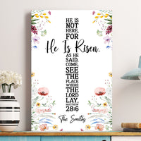 He Is Risen As He Said Easter Decor Cross Flower - Personalized Poster