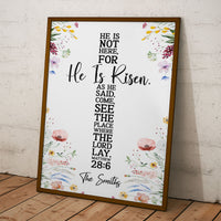 He Is Risen As He Said Easter Decor Cross Flower - Personalized Poster