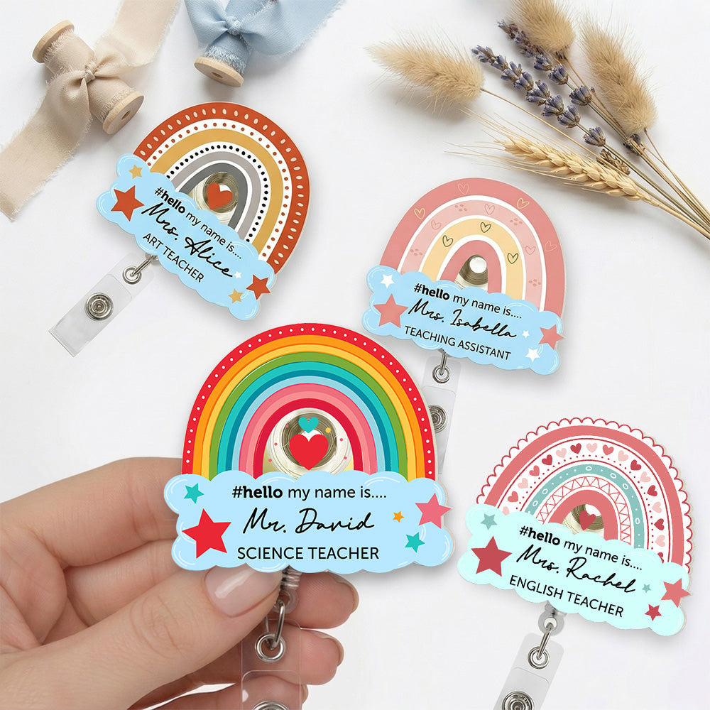 Hello My Name Is....Gift For Teacher - Personalized Acrylic Badge Reel