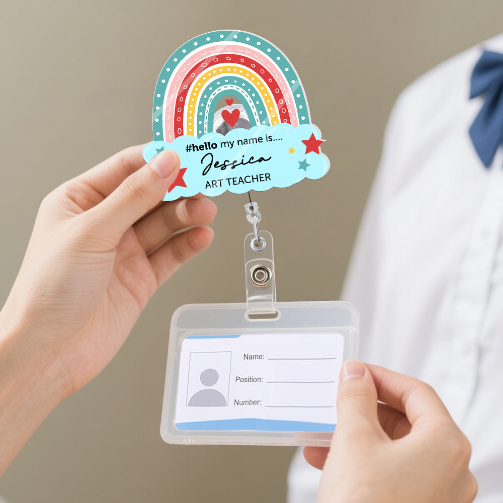 Hello My Name Is....Gift For Teacher - Personalized Acrylic Badge Reel