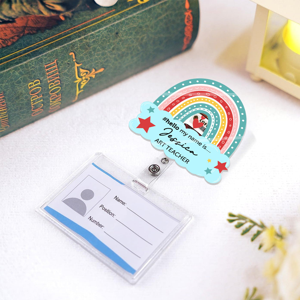 Hello My Name Is....Gift For Teacher - Personalized Acrylic Badge Reel