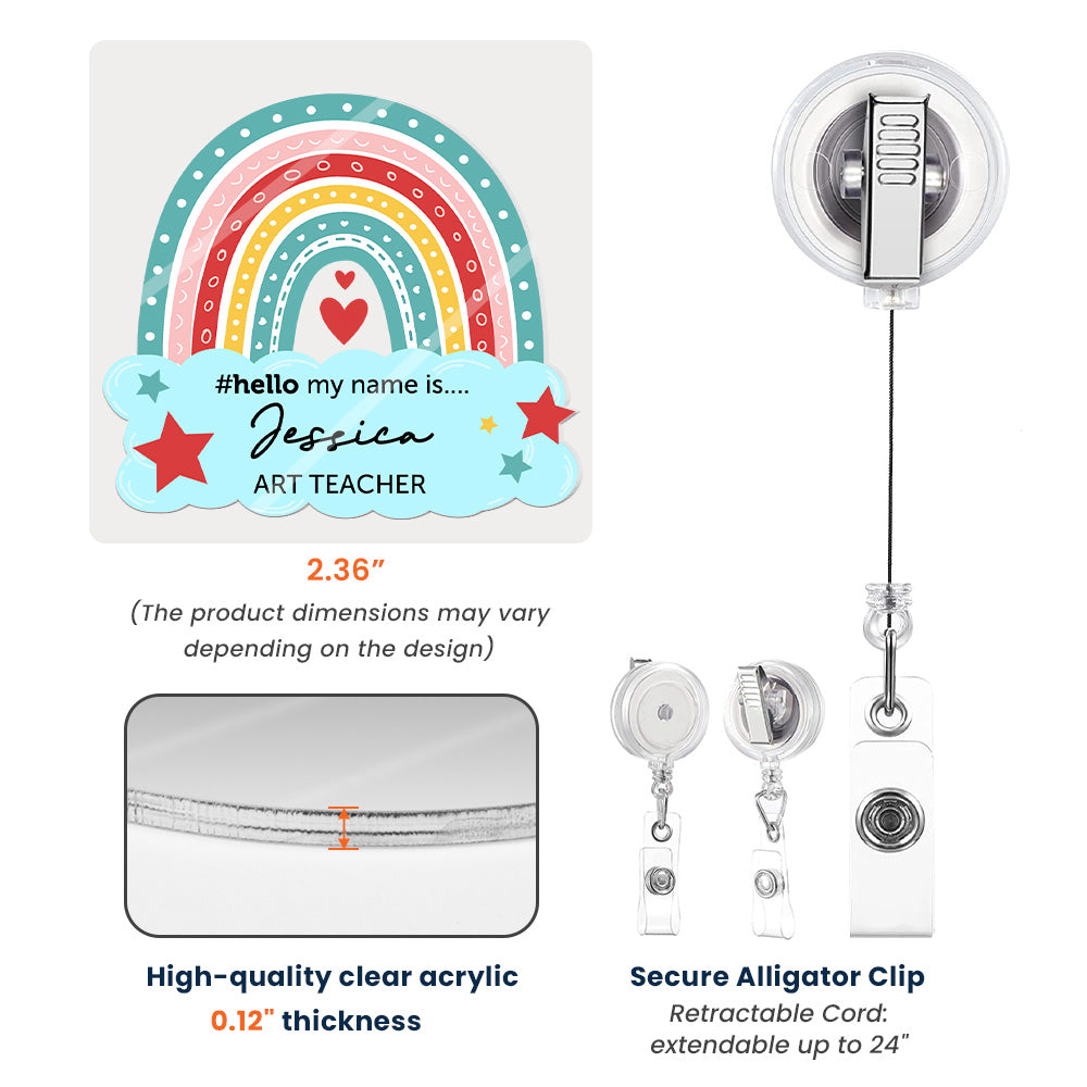 Hello My Name Is....Gift For Teacher - Personalized Acrylic Badge Reel