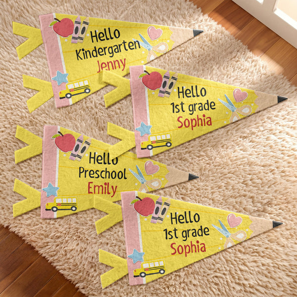 Hello School Back To School Gift For Kid First Day Of School - Personalized Pennant