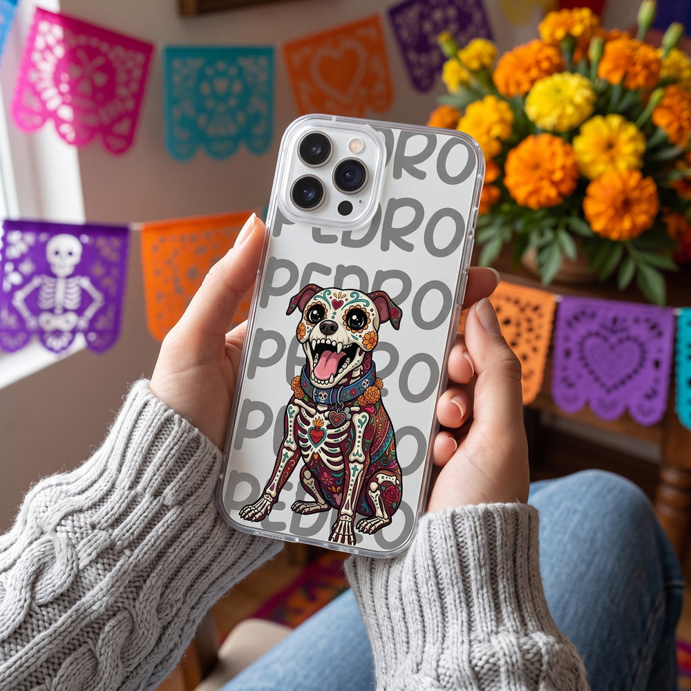 Hispanic Floral Custom Pet Photo Day Of The Dead - Personalized Phone Case