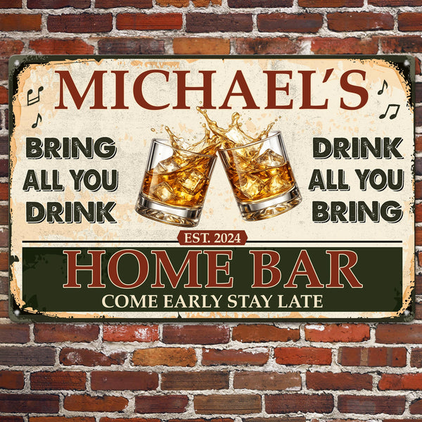 Home Bar - Personalized Metal Sign