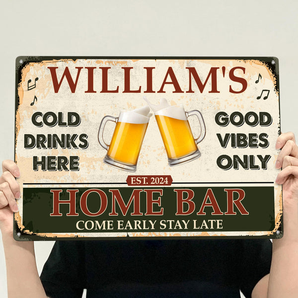 Home Bar - Personalized Metal Sign