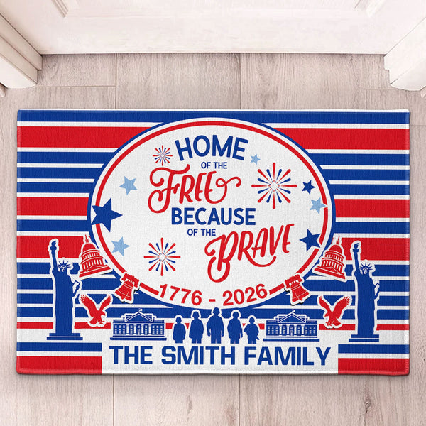 Home Of The Free - Personalized Doormat