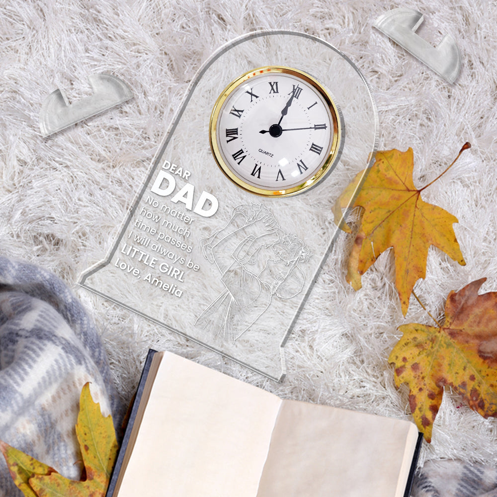 Father's Day Gifts, How Much Time Passes, I Will Always Be Your Little Girl, Boy - Personalized Desk Clock | Sentimental Gift