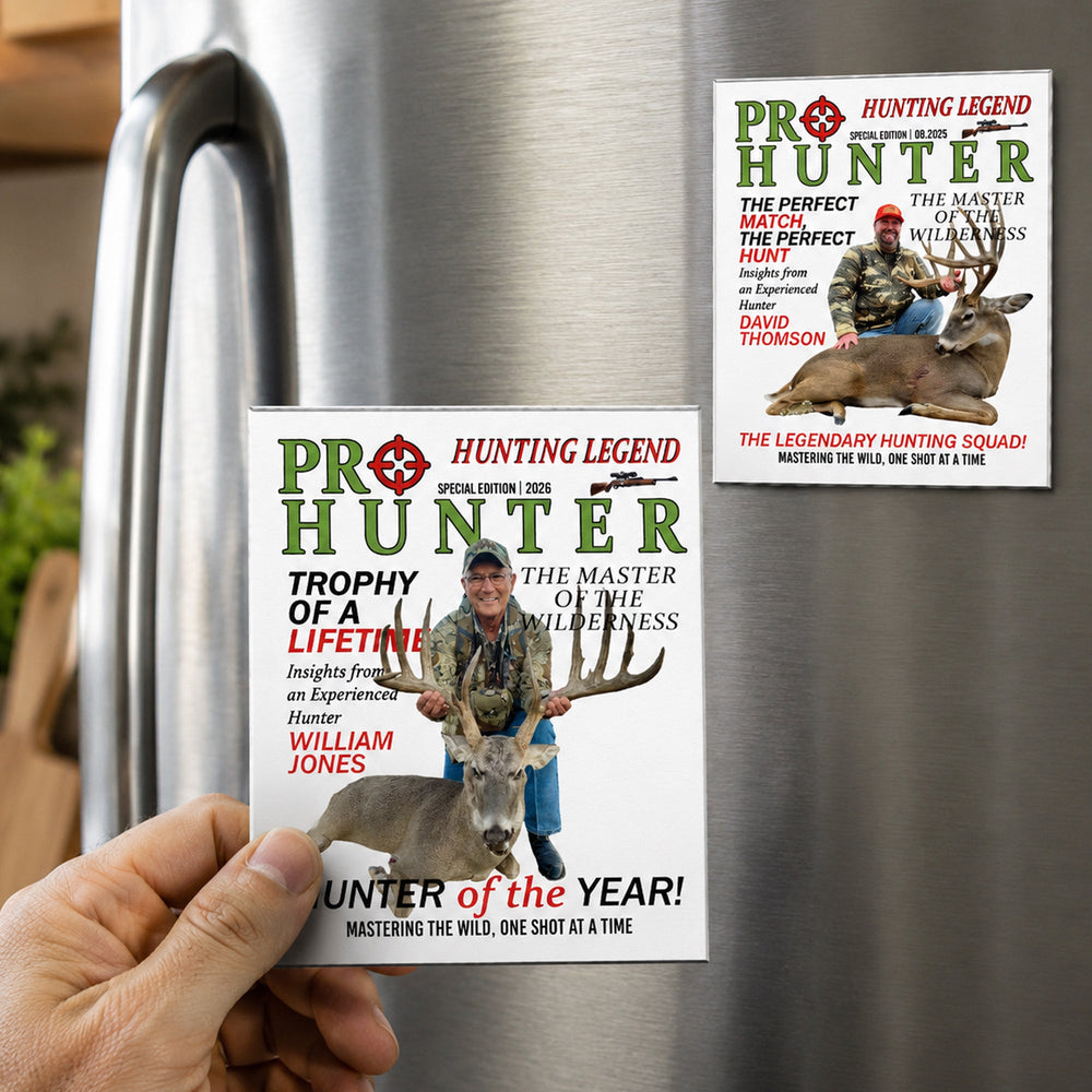 Personalized Hunter of the Year Acrylic Magnet, Custom Photo Fridge Magnet Hunting Gift for Him