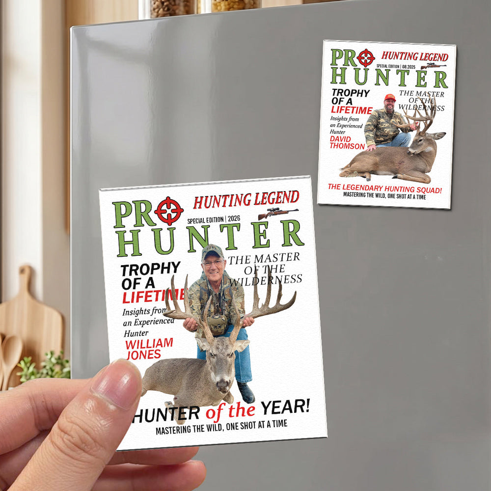 Personalized Hunter of the Year Acrylic Magnet, Custom Photo Fridge Magnet Hunting Gift for Him